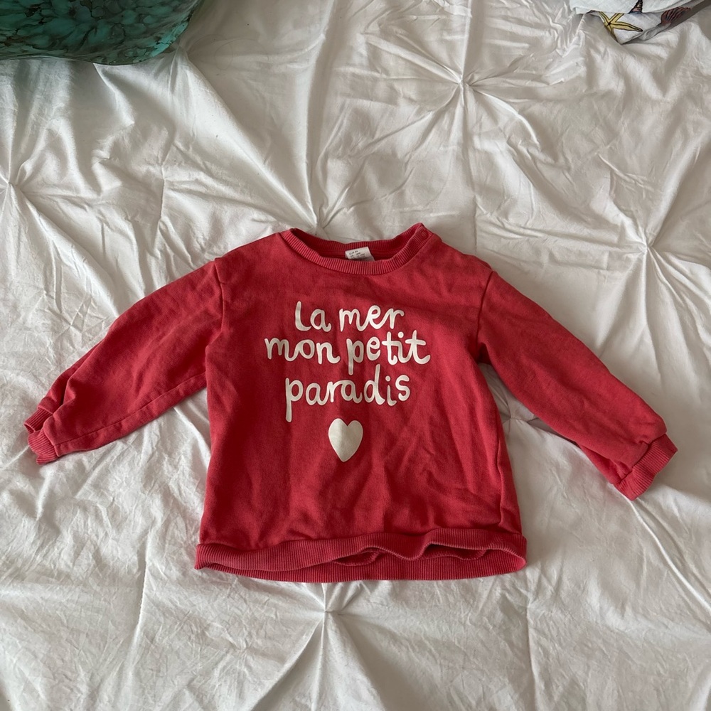 H&M Red Kids Sweatshirt with Heart and French Text